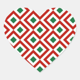 Sticker Cœur Rouge, blanc, vert méandre