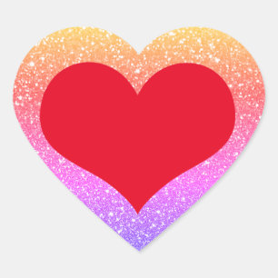 Sticker Cœur Rouge cœur Saint-Valentin Rose doré Paillettes