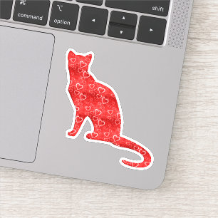 Sticker Coeur rouge Contour d'amour de chat