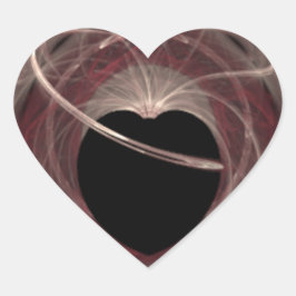 Sticker Cœur Rouge et rose fractionné Art fractal noir
