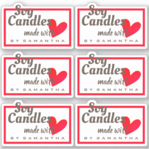 Sticker Coeur rouge Fabriqué avec amour Brown Chandelles d