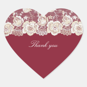 Sticker Cœur Rouge Floral Romantique Lace Robe de Mariée