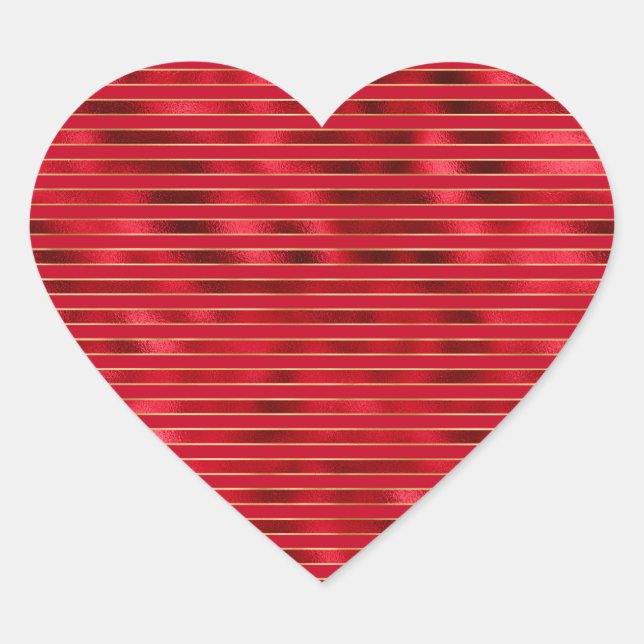 Sticker Cœur Rouge Glam Gold Stripes (Devant)