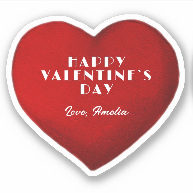 Sticker Coeur rouge romantique avec nom Saint Valentin`s D (Devant)