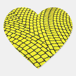 Sticker Cœur Route jaune de brique
