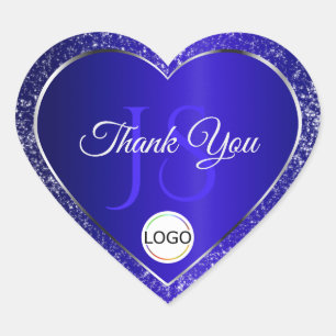 Sticker Cœur Royal Blue Logo Initiales Parties scintillant Merc
