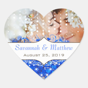 Sticker Cœur Royal Blue Votre Photo Romantique Feuille de coeur