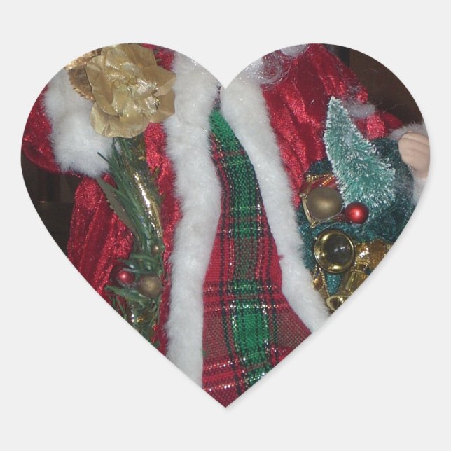 Sticker Cœur Royal Plaid Hohoho Père Noël Joyeux Noël (Devant)