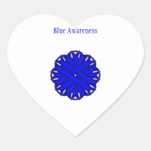 Sticker Cœur Ruban de fleurs bleues par Kenneth Yoncich