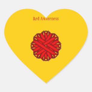 Sticker Cœur Ruban de fleurs rouges par Kenneth Yoncich
