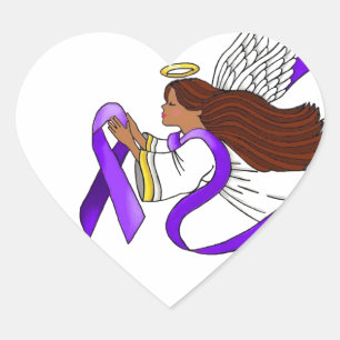 Sticker Cœur "Ruban pourpre" Angel ethnique de sensibilisation