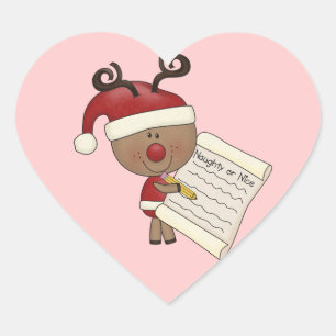 Sticker Cœur Rudy Reindeer Naughty ou Nic