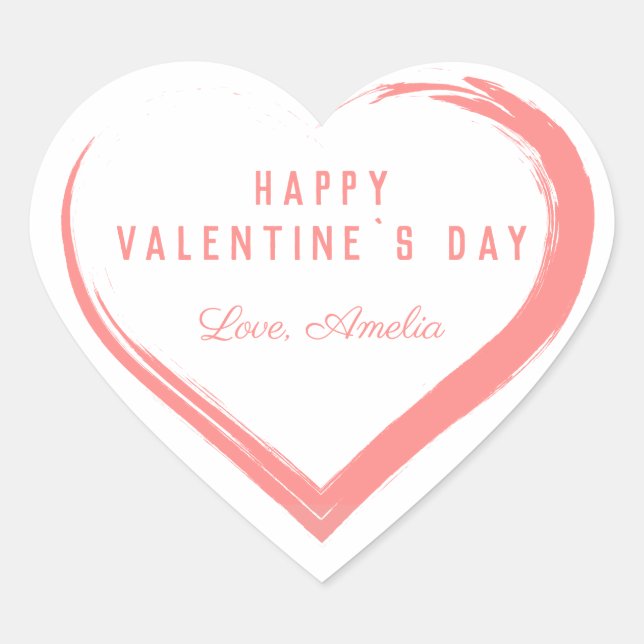 Sticker Cœur Rustic Wood Valentine`s Day Coeur rose avec nom (Devant)