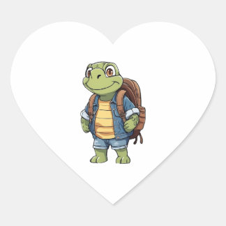 Sticker Cœur Sac à dos à tortues
