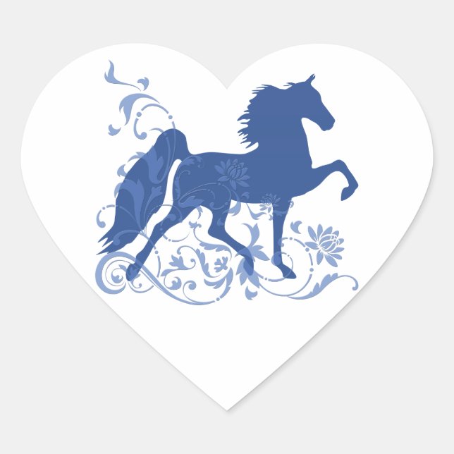 Sticker Cœur Saddlebed Five Gait Floral Blue (Devant)
