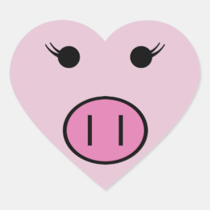 Sticker Cœur Sadie le cochon rose ~ mignonne fille Kawaii