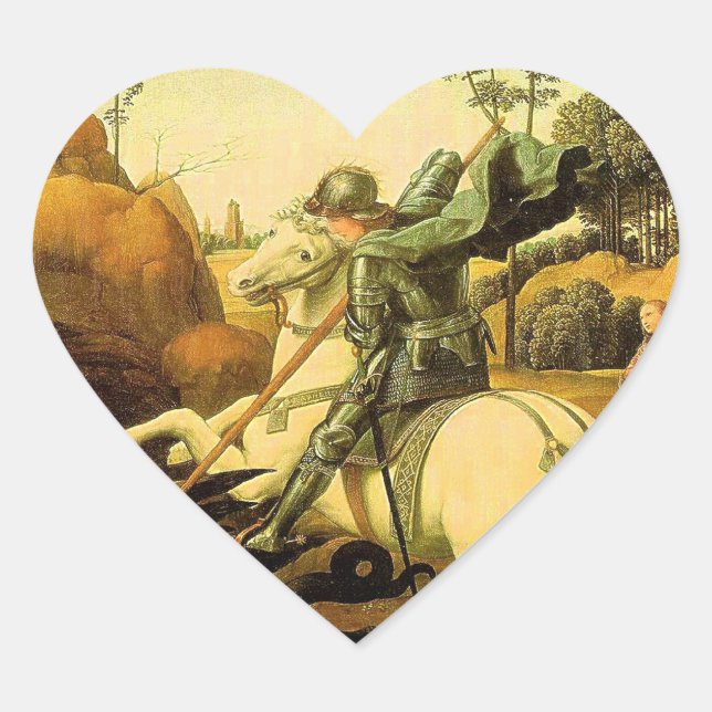 Sticker Cœur "Saint George et le dragon" de Raphaël (vers 1505) (Devant)