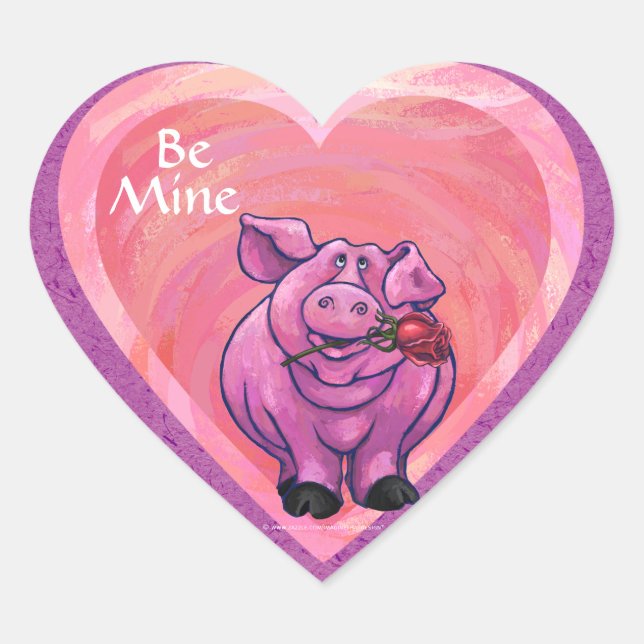 Sticker Cœur Saint Valentin au cochon (Devant)