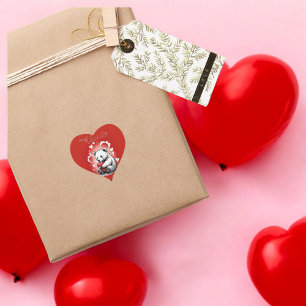 Sticker Cœur Saint-Valentin avec ours en peluche riche