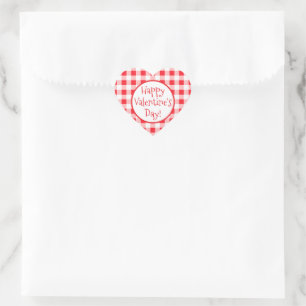 Sticker Cœur Saint Valentin Caprice à carreaux rouges et blancs