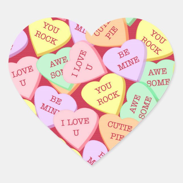 Sticker Cœur Saint Valentin Coeurs bonbons (Devant)