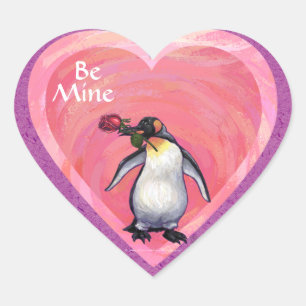 Sticker Cœur Saint-Valentin de pingouin