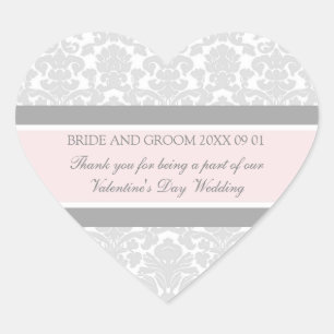 Sticker Cœur Saint-Valentin Favor Mots clés Gray Damask