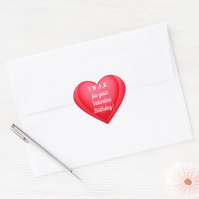 Sticker Cœur Saint-Valentin SWAK Red Heart Personnalisé (Enveloppe)
