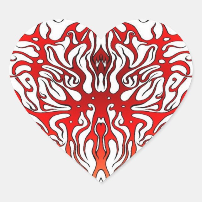 Sticker Cœur Saint-Valentin Tatouage Tribal des Coeurs rouges (Devant)