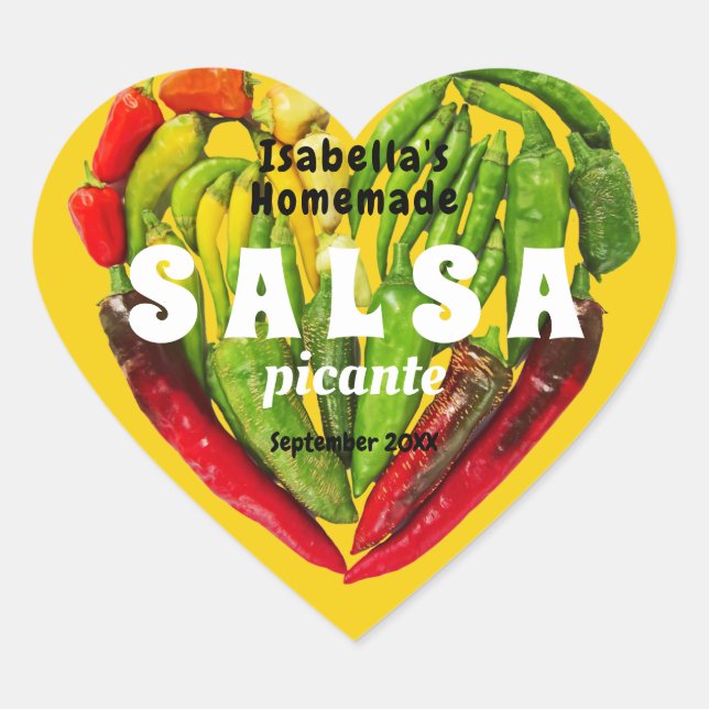 Sticker Cœur Salsa piment piment épicé chaud coeur moutarde nou (Devant)