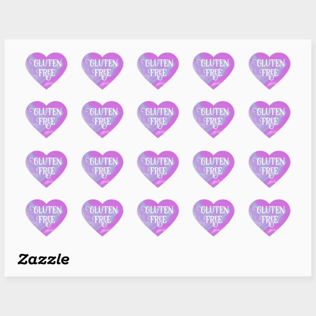 Sticker Cœur Sans Gluten Rose Bleu  (Feuille)