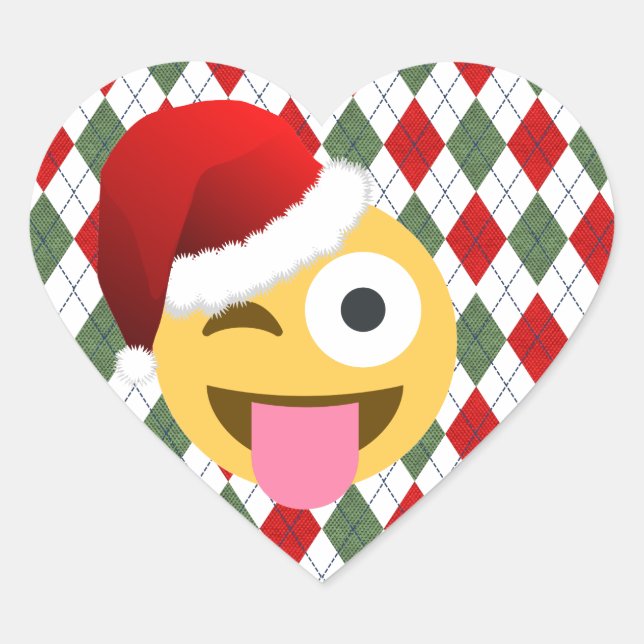 Sticker Cœur santa claus wink emoji (Devant)