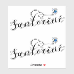 Sticker Coeur Santorin En Drapeau, Grèce, Thira