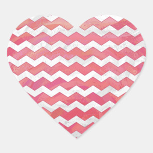 Sticker Cœur Saumon Swirl Chevron Motif