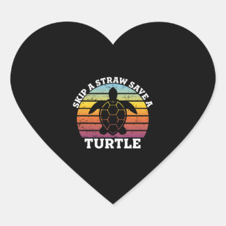 Sticker Cœur Sauter une paille Sauver une tortue