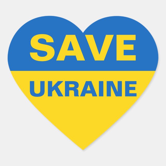 Sticker Cœur Sauvez le drapeau ukrainien (Devant)