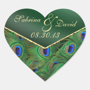Sticker Cœur Sceau d'enveloppe verte Emerald Peacock