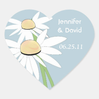 Sticker Cœur Sceau Mariage de marguerite contemporain