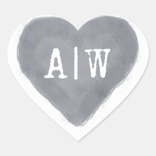 Sticker Cœur Sceau Mariage d'enveloppe de monogramme bleu foncé