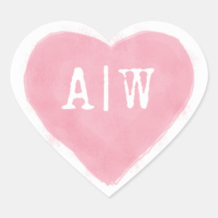 Sticker Cœur Sceau Mariage d'enveloppe rose blanc de coeur