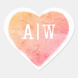 Sticker Cœur Sceau Mariage d'enveloppe rose orange de coeur