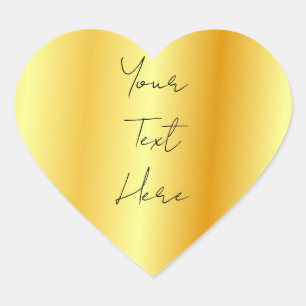 Sticker Cœur Script Calligraphié Faux Gold Ajouter Votre Texte 