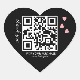 Sticker Cœur Script QR Code Merci Rose Flottant