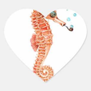 Sticker Cœur Seahorse Steampunk