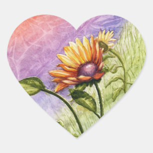 Sticker Cœur Secrets de tournesol au coucher du soleil