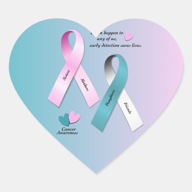 Sticker Cœur Sensibilisation au cancer (Devant)