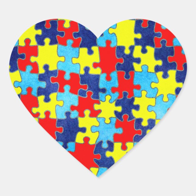 Sticker Cœur Sensibilisation sur l'autisme-Puzzle par Shirley T (Devant)