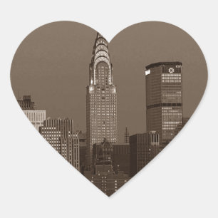 Sticker Cœur Sepia New York