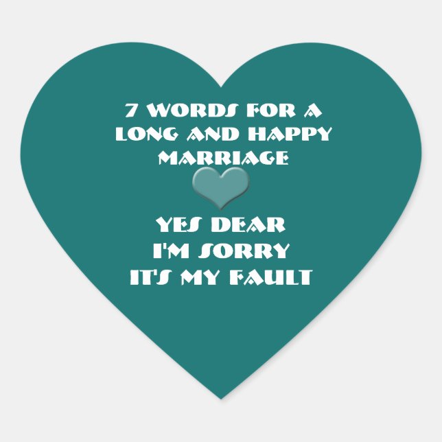 Sticker Cœur Sept mots pour un mariage long et heureux (Devant)