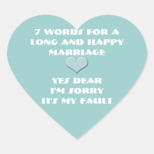 Sticker Cœur Sept mots pour un mariage long et heureux